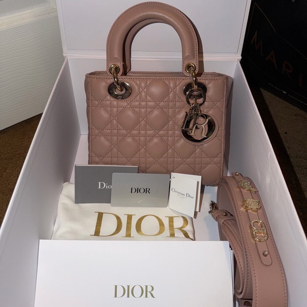 Brand New Small Lady Dior in Fard